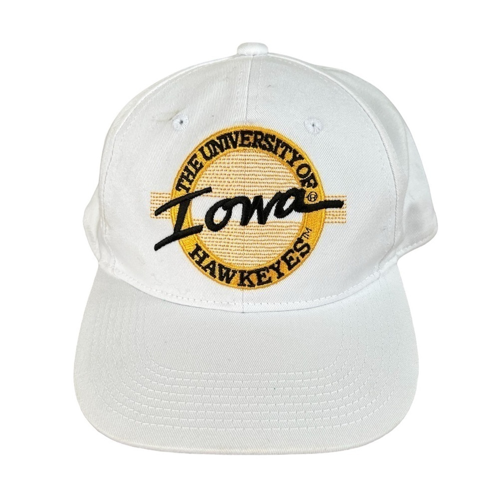Vintage Iowa Hawkeyes Large Circle Logo Adjustable Snapback Hat EUC 90s